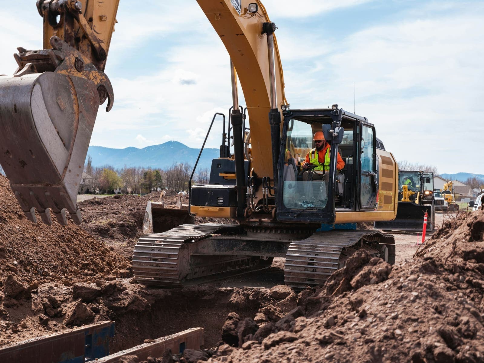 Excavator digging on a construction site